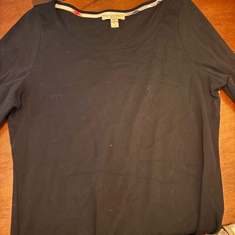 Burberry Black Long Sleeve Top with Red Accent